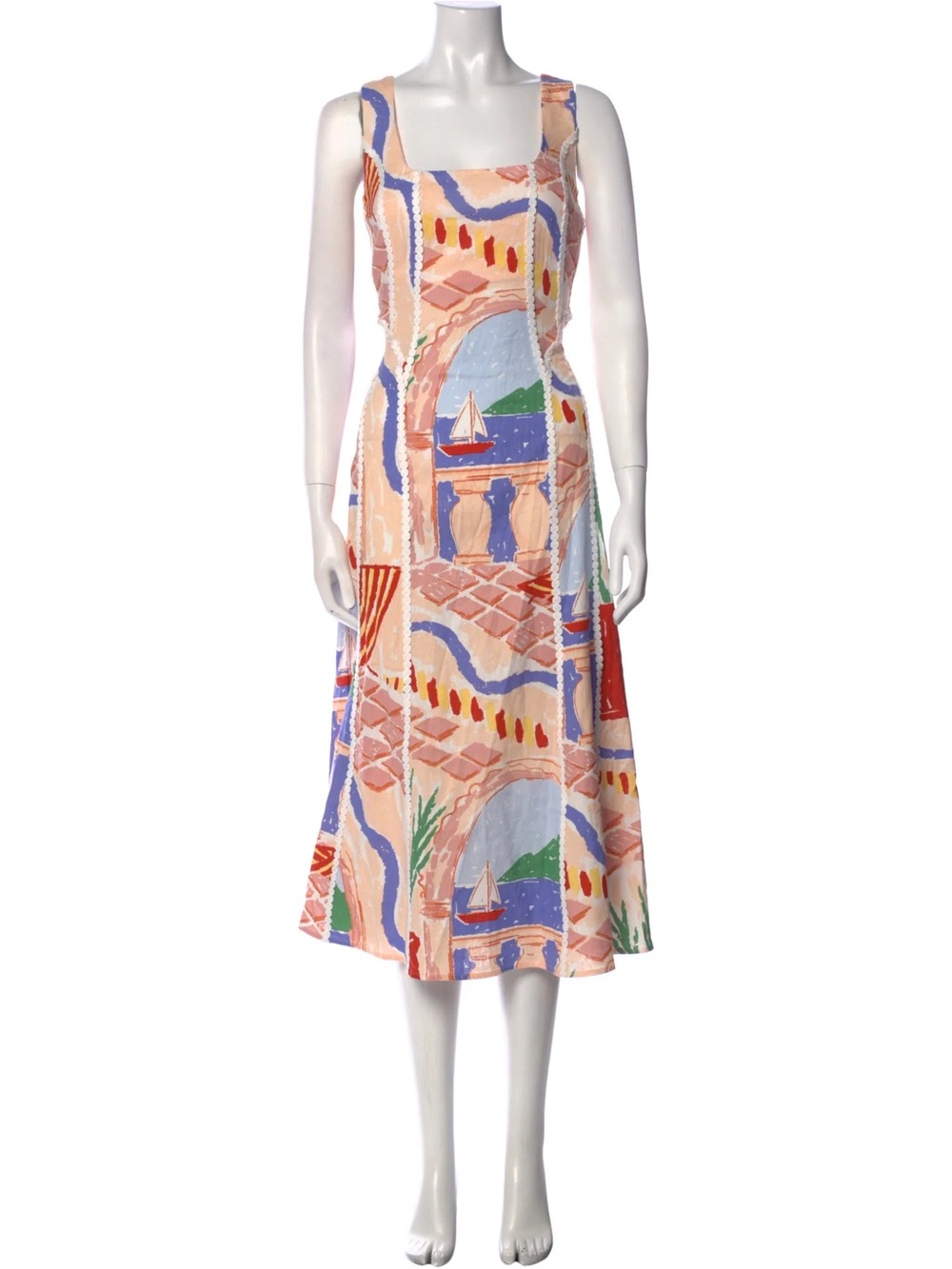 Christian Lacroix Linen Blend Scenic Coastal Print Maxi Dress Size medium - Picture 11 of 11